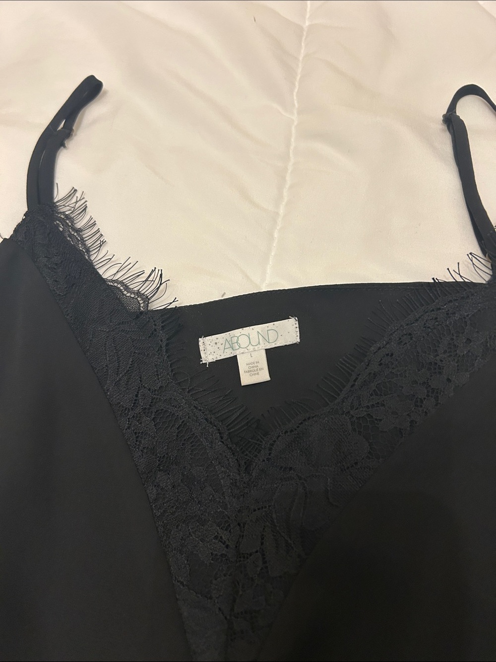 Abound Black Lace-Trim Camisole Top